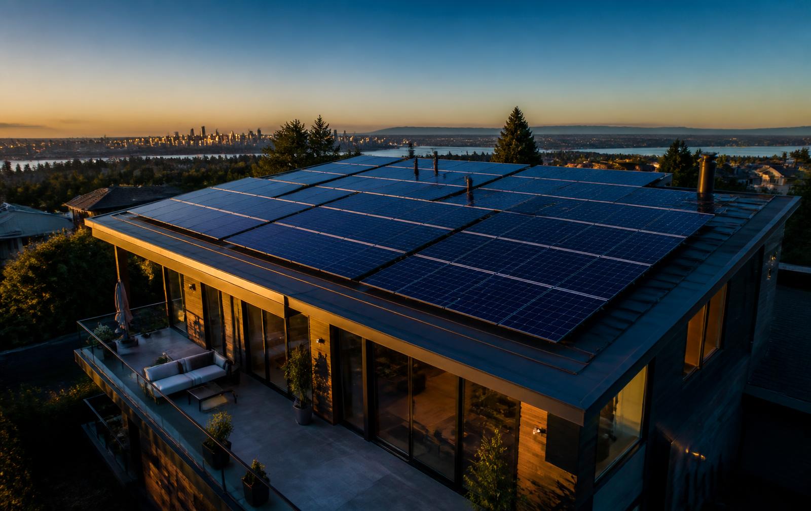Solar panels on a home rooftop